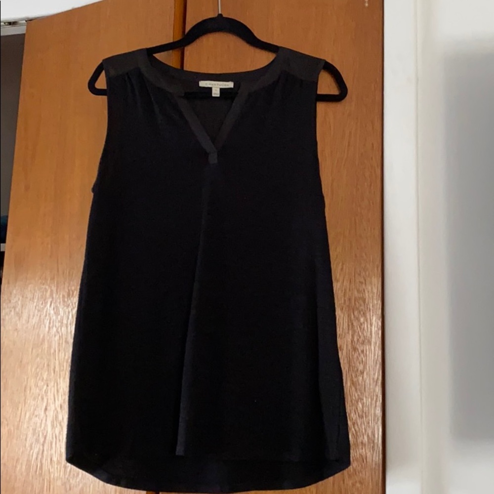 Knit top with polyester accents